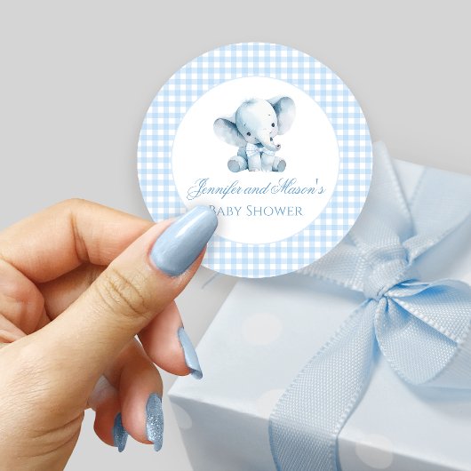 Blue Teddy Bear Bow Balloon Baby Boy Shower Ronde Sticker