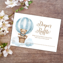 Blue Teddy Bear Boy Baby shower Diaper Raffle Informatiekaartje