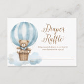 Blue Teddy Bear Boy Baby shower Diaper Raffle Informatiekaartje (Voorkant)