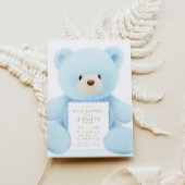 Blue Teddy Bear Boy Baby shower Invitation Kaart