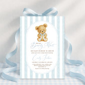  Blue Teddy Bear Boy Baby shower Kaart