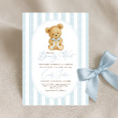  Blue Teddy Bear Boy Baby shower Kaart