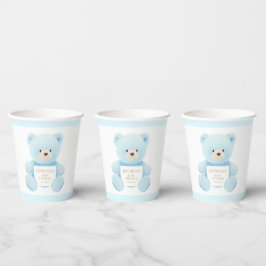 Blue Teddy Bear Boy Baby shower Papieren Bekers