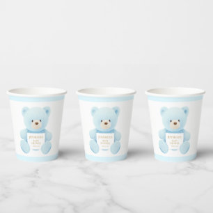 Blue Teddy Bear Boy Baby shower Papieren Bekers