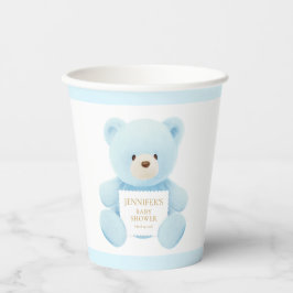 Blue Teddy Bear Boy Baby shower Papieren Bekers
