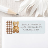 Blue Teddy Bear Boy Baby shower retouradres Etiket (Insitu)
