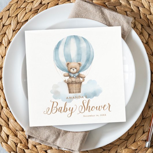 Blue Teddy Bear Boy Baby shower Servet