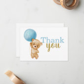 Blue Teddy Bear Boy Bedankt voor je briefkaart (Voorkant / Achterkant in situ)