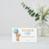 Blue Teddy Bear Boy Diaper Raffle Enclosure Card Informatiekaartje (Staand voorkant)