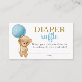 Blue Teddy Bear Boy Diaper Raffle Enclosure Card Informatiekaartje