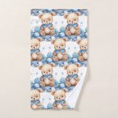 Blue Teddy Bear Boy's Badhanddoek Set Bad Handdoek (Handdoek)