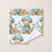 Blue Teddy Bear Boy's Badhanddoek Set Bad Handdoek (Wasdoekje)