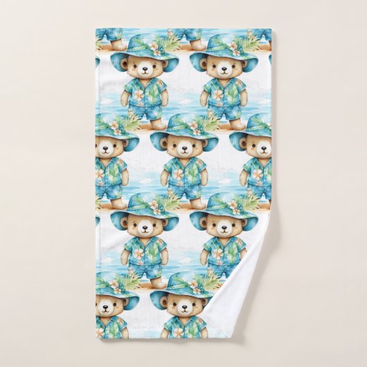 Blue Teddy Bear Boy's Badhanddoek Set Bad Handdoek (Handdoek)