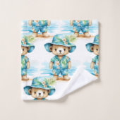 Blue Teddy Bear Boy's Badhanddoek Set Bad Handdoek (Wasdoekje)