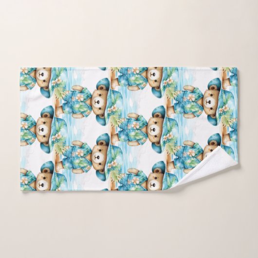 Blue Teddy Bear Boy's Badhanddoek Set Bad Handdoek (Handdoek)