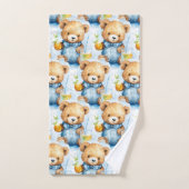 Blue Teddy Bear Boy's Badhanddoek Set Bad Handdoek (Handdoek)