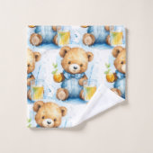 Blue Teddy Bear Boy's Badhanddoek Set Bad Handdoek (Wasdoekje)