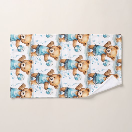 Blue Teddy Bear Boy's Badhanddoek Set Bad Handdoek (Handdoek)
