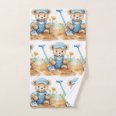 Blue Teddy Bear Boy's Badhanddoek Set Bad Handdoek (Handdoek)