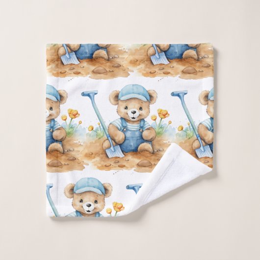 Blue Teddy Bear Boy's Badhanddoek Set Bad Handdoek (Wasdoekje)