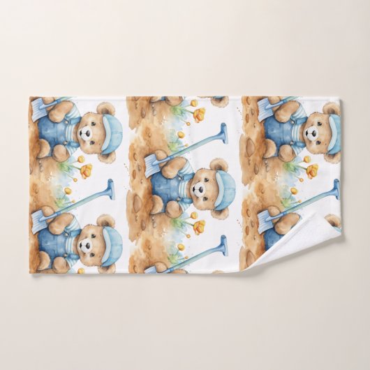 Blue Teddy Bear Boy's Badhanddoek Set Bad Handdoek (Handdoek)