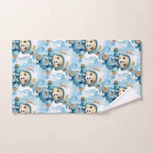 Blue Teddy Bear Boy's Badhanddoek Set Bad Handdoek (Handdoek)