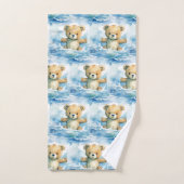 Blue Teddy Bear Boy's Badhanddoek Set Bad Handdoek (Handdoek)
