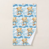 Blue Teddy Bear Boy's Badhanddoek Set Bad Handdoek (Handdoek)