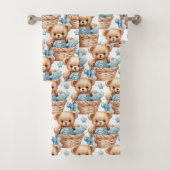 Blue Teddy Bear Boy's Badhanddoek Set Bad Handdoek (Insitu)