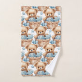 Blue Teddy Bear Boy's Badhanddoek Set Bad Handdoek (Handdoek)