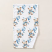 Blue Teddy Bear Boy's Badhanddoek Set Bad Handdoek (Handdoek)