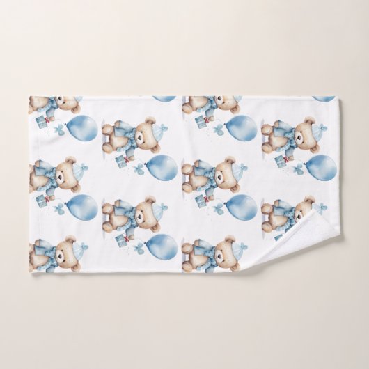 Blue Teddy Bear Boy's Badhanddoek Set Bad Handdoek (Handdoek)