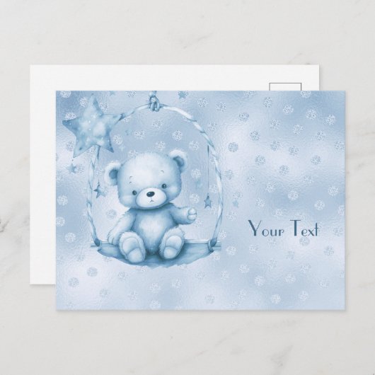 Blue Teddy Bear Briefkaart (Voorkant / Achterkant)