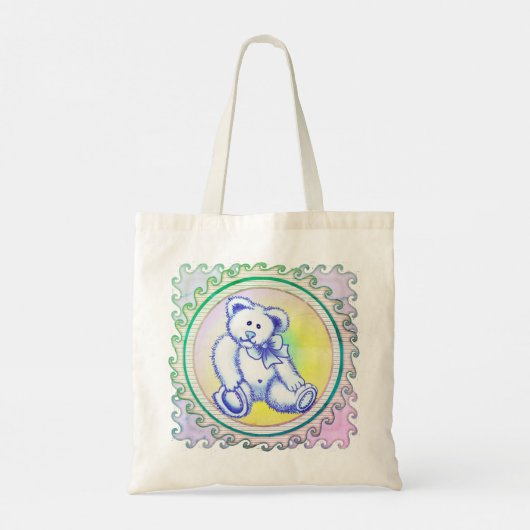 Blue Teddy Bear-canvas tas (Achterkant)