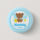Blue Teddy Bear Clothes Baby shower mammie Ronde Button 3,2 Cm (Voorkant)