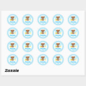 Blue Teddy Bear Clothes Baby shower mammie Ronde Sticker (Vel)