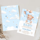 Blue Teddy Bear Clouds Balloon Baby shower Kaart