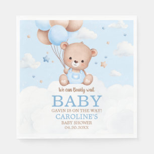 Blue Teddy Bear Clouds Balloon Baby shower Servet