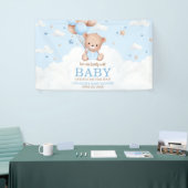 Blue Teddy Bear Clouds Balloon Baby shower Spandoek (Beurs)