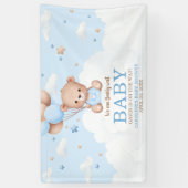 Blue Teddy Bear Clouds Balloon Baby shower Spandoek (Verticaal)
