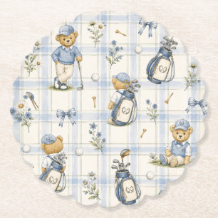 Blue Teddy Bear Country Club Golf Kartonnen Onderzetters