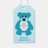 Blue Teddy Bear Custom Baby shower Cadeaulabel (Voorkant)