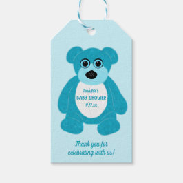 Blue Teddy Bear Custom Baby shower Cadeaulabel
