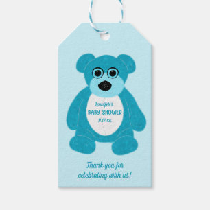 Blue Teddy Bear Custom Baby shower Cadeaulabel