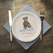  Blue Teddy Bear Custom Baby shower Papieren Bordje