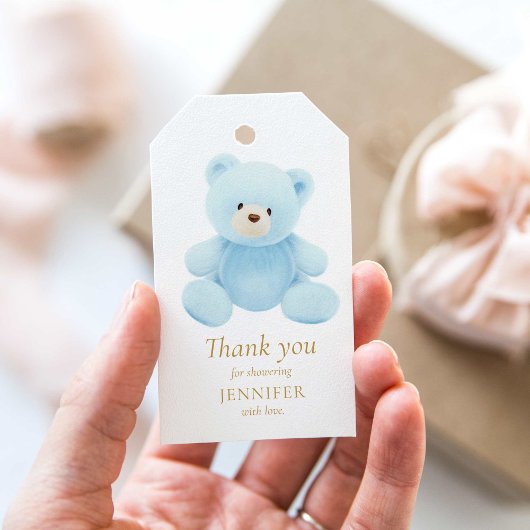 Blue Teddy Bear Dank je wel voor de cadeauLabels