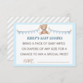 Blue Teddy Bear Diaper en Wipes Raffle Insert Informatiekaartje (Voorkant / Achterkant)