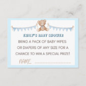 Blue Teddy Bear Diaper en Wipes Raffle Insert Informatiekaartje (Voorkant)