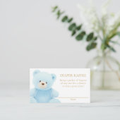 Blue Teddy Bear Diaper Raffle Informatiekaartje (Staand voorkant)