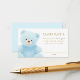 Blue Teddy Bear Diaper Raffle Informatiekaartje